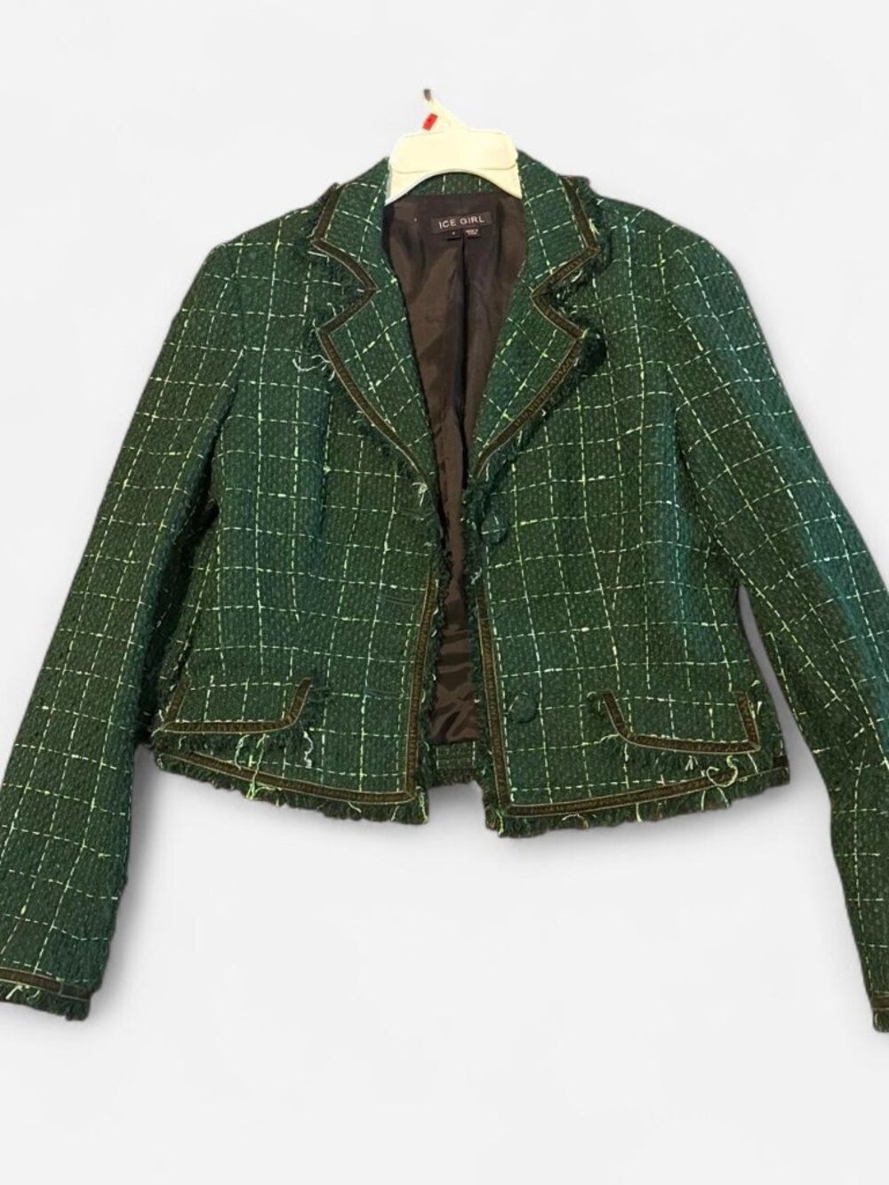 Ice Girl Green Y2K Tweed Blazer